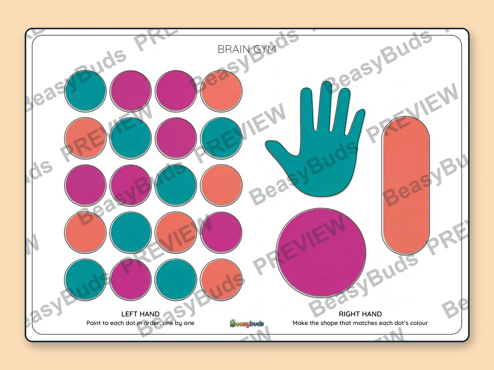Colour Dot Shapes: BeasyBuds A3 activity sheet preview
