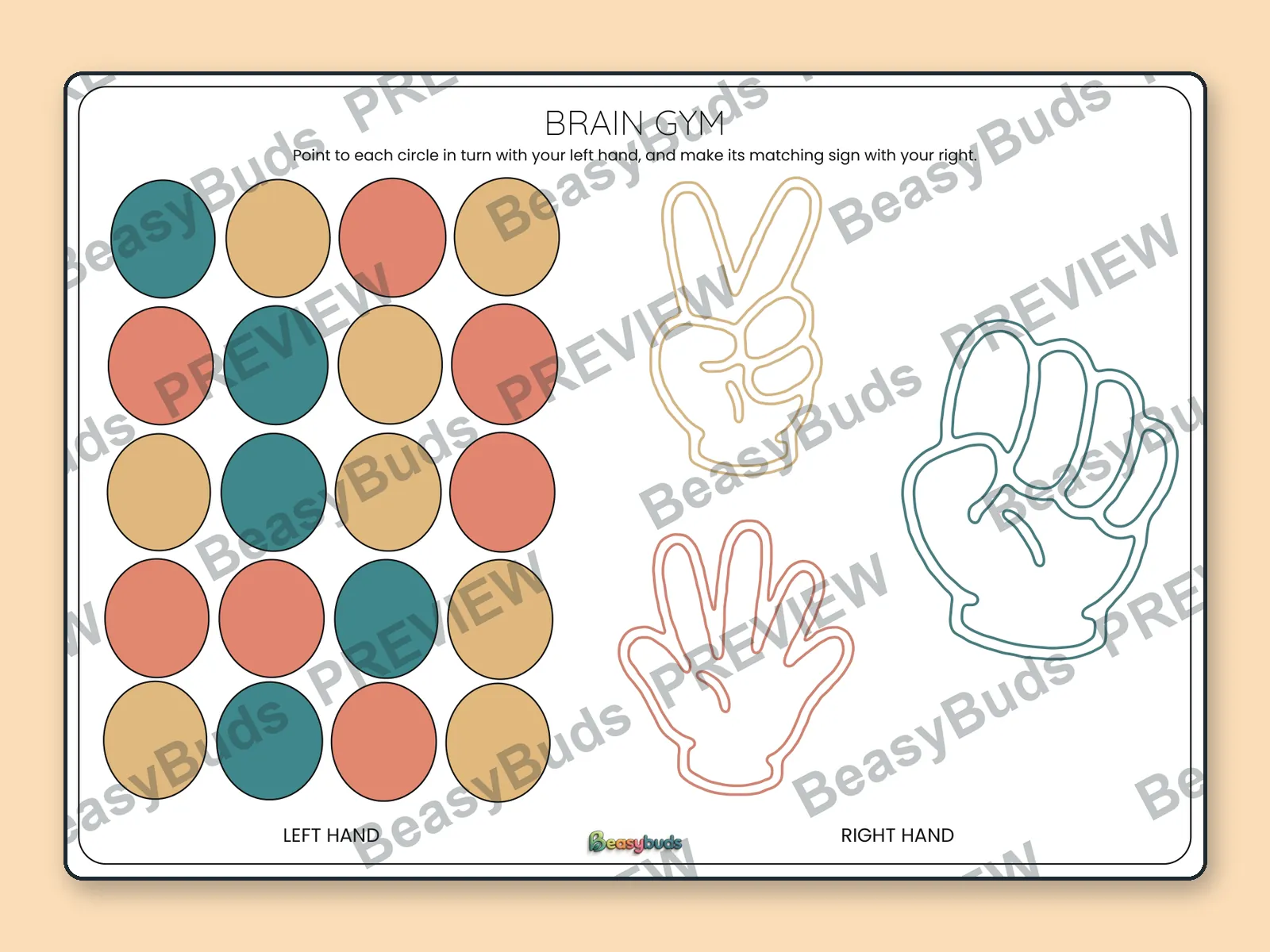 Hand Sign Circles: BeasyBuds A3 activity sheet preview