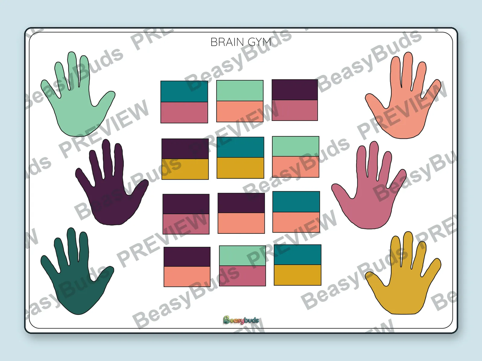 Hands & Flags: BeasyBuds A3 activity sheet preview