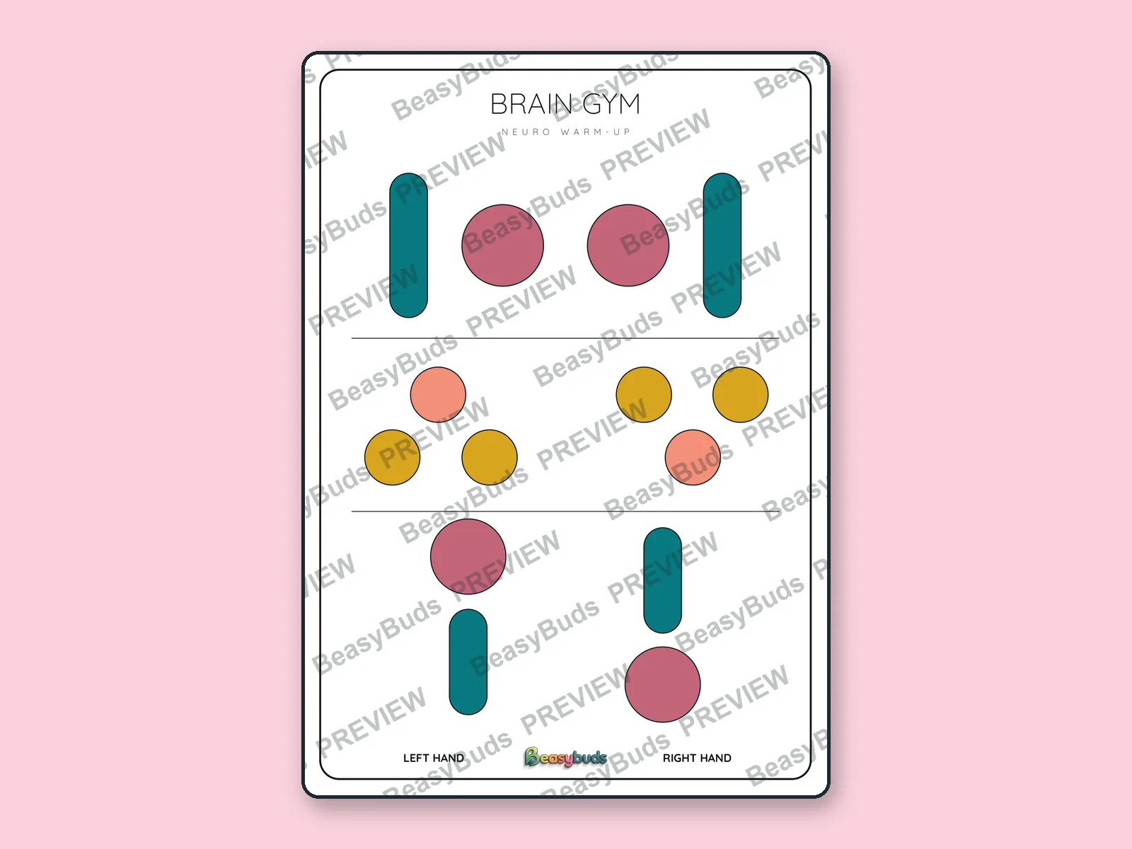 Neuro Warm-Up: BeasyBuds A3 activity sheet preview